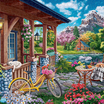 Where cozy cottages and vibrant colors gather by the lake — a puzzle full of delight.