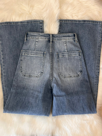 COMFORT STRETCH WIDE LEG CUFF JEANS