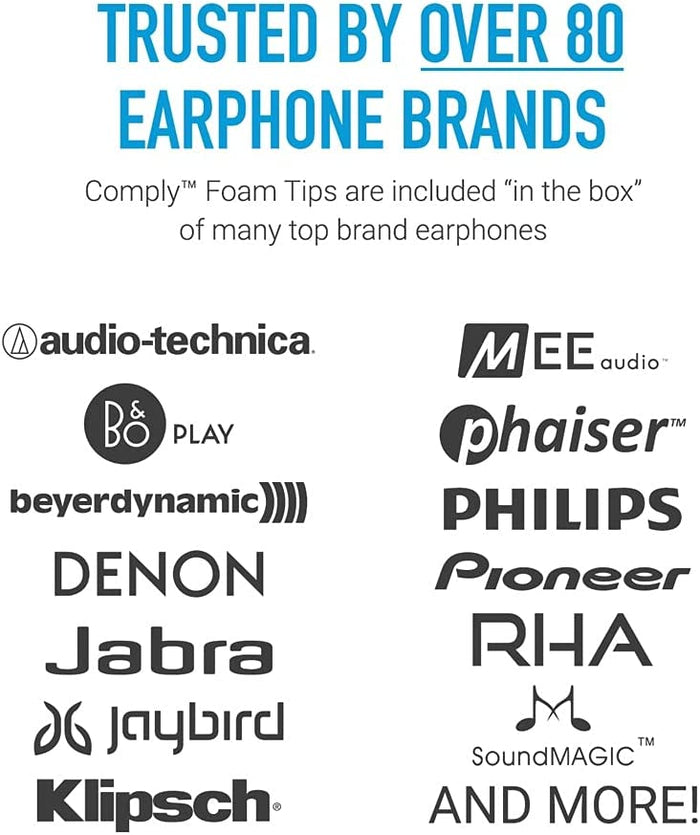 Comply Isolation Noise Cancelling Memory Foam Earphone Tips Black M