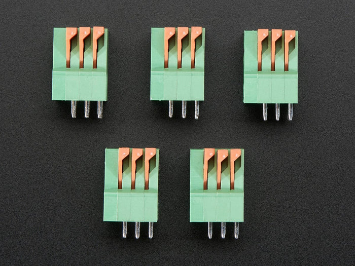 Configurable Spring Terminal Blocks - 3 Pin 0.1" Pitch x 5 by The Pi Hut - The Pi Hut