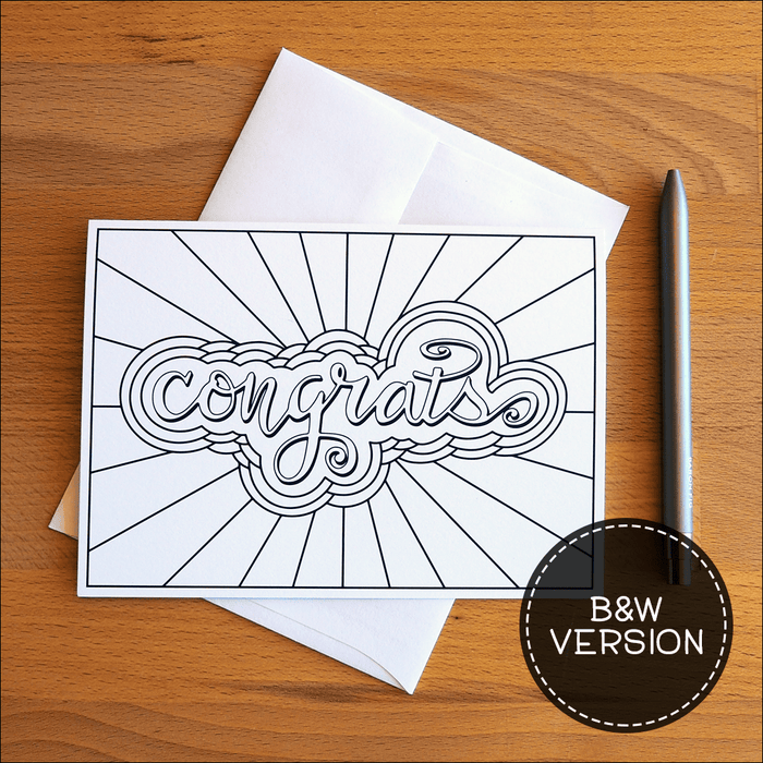 Congrats Greeting Cards B&W