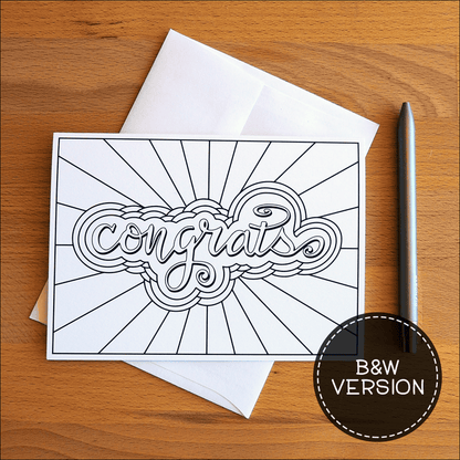 Congrats Greeting Cards B&W