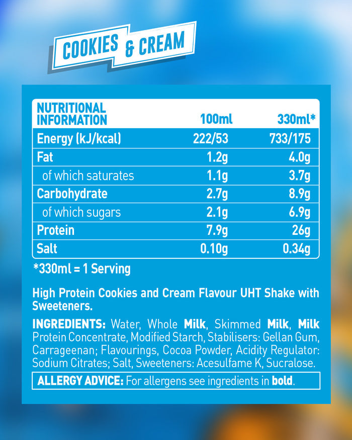 Cookies and Cream Protein Shake (8 Pack) 330ml