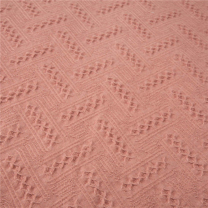 Coral Pink Grid Cotton Woven Throw