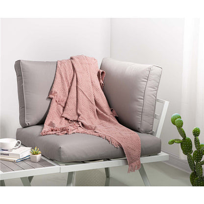 Coral Pink Grid Cotton Woven Throw