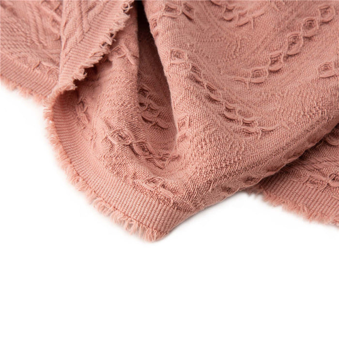 Coral Pink Grid Cotton Woven Throw