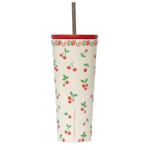 Corkcicle x Rifle Paper Cold Cup w/ Straw - Cherries, 24 Ounce