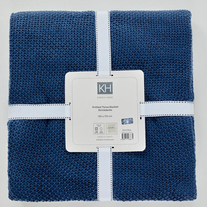 Couverture en maille Karaca Home certifiée Öko-Tex, bleu foncé