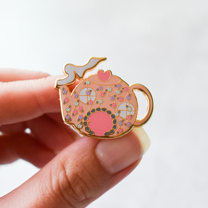 Cozy Teapot House Enamel Pin