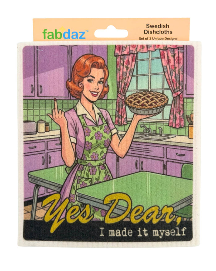 Crazy Retro Wife - Set of 3 - Swedish Dishcloths - Wholesale