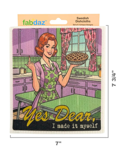 Crazy Retro Wife - Set of 3 - Swedish Dishcloths - Wholesale