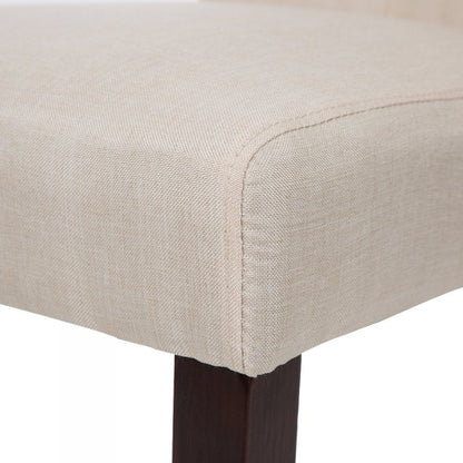 Cream White Upholstered Fabric Dining Chairs With Tufted Back, Set Of 2