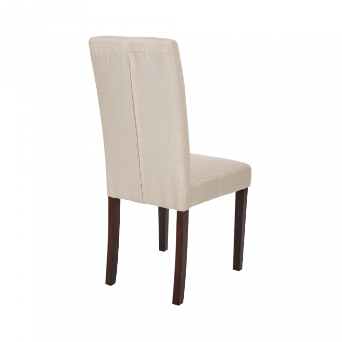 Cream White Upholstered Fabric Dining Chairs With Tufted Back, Set Of 2