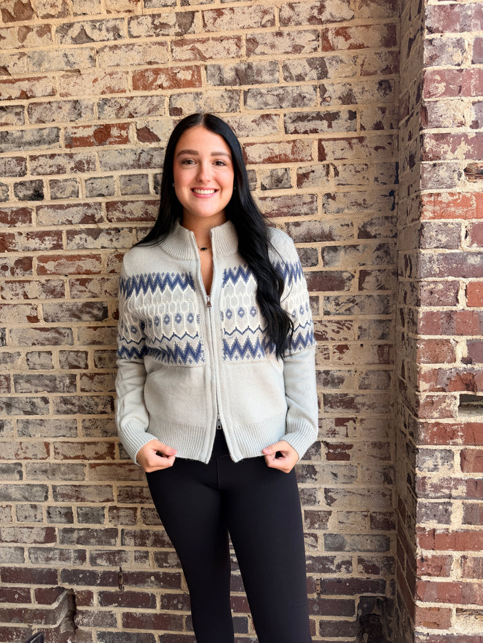 Crystal Bay Fair Isle Zip Up Cardigan