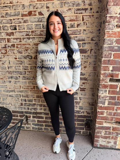 Crystal Bay Fair Isle Zip Up Cardigan