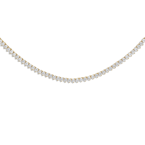 Crystal Tennis Necklace - 14k gold filled CZ tennis necklace with bold 4mm crystals in 3-prong setting