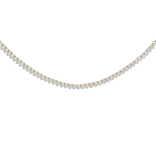 Crystal Tennis Necklace - 14k gold filled CZ tennis necklace with bold 4mm crystals in 3-prong setting