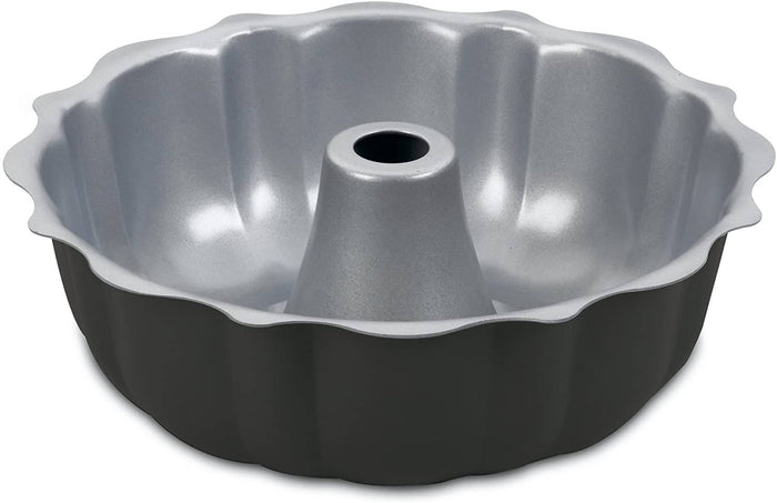 Cuisinart Chef's Classic Nonstick Bakeware 9.5 Inch Fluted Cake Pan bakes elegant, picture-perfect cakes with ease in a shape loved by millions. The pan can be used for many Bundt recipes, pull-a-part bread as well as being a great jello mold CU-AMB-95FCP Elegant AccScents