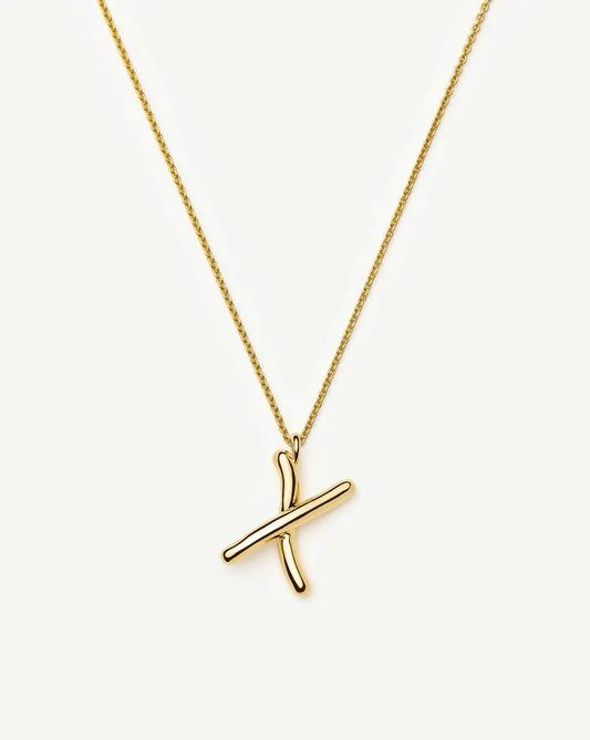 Curly Molten Initial Pendant Necklace - X | 18k Gold Vermeil Necklaces Missoma