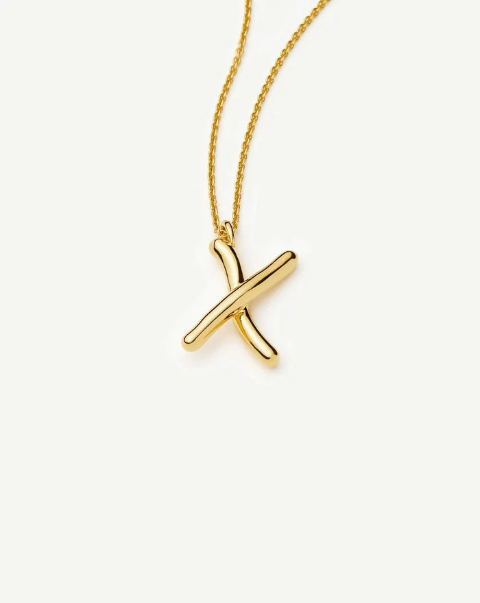 Curly Molten Initial Pendant Necklace - X | 18k Gold Vermeil Necklaces Missoma