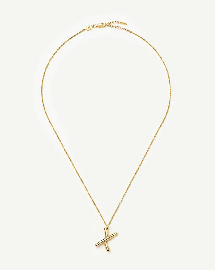 Curly Molten Initial Pendant Necklace - X | 18k Gold Vermeil Necklaces Missoma