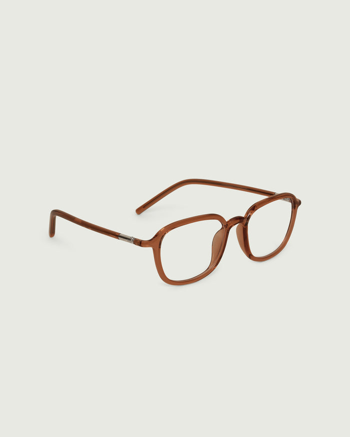 Ale::Daria Eyeglasses square red castor seed front diagonal
