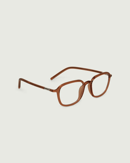 Ale::Daria Eyeglasses square red castor seed front diagonal
