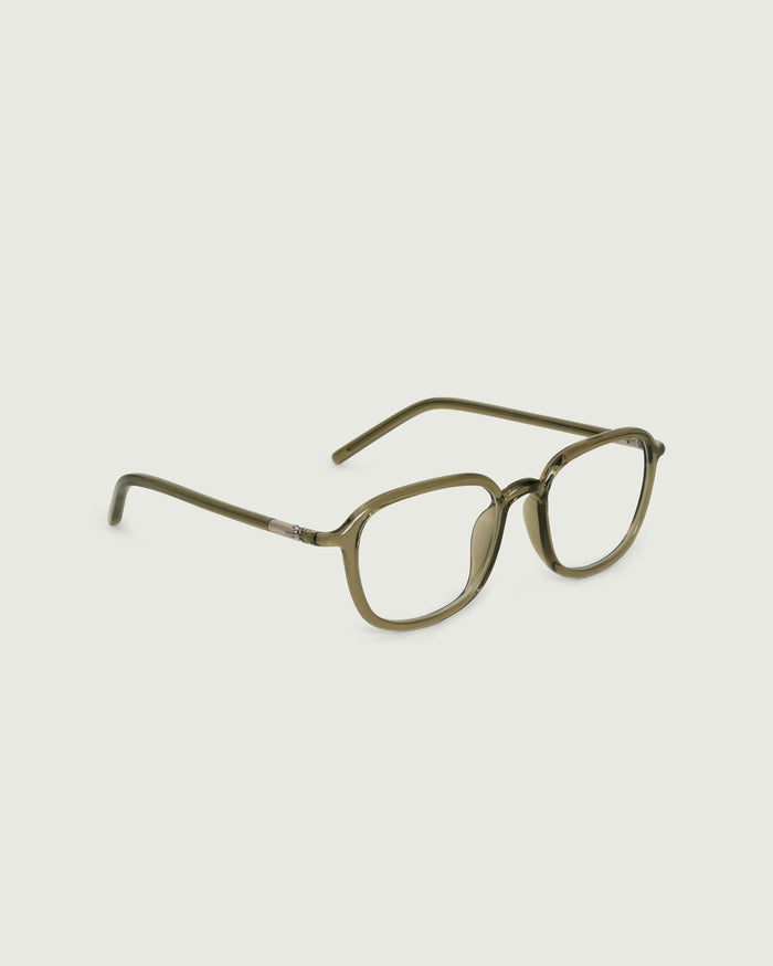 Basil::Astrid Eyeglasses pilot green castor seed front diagonal