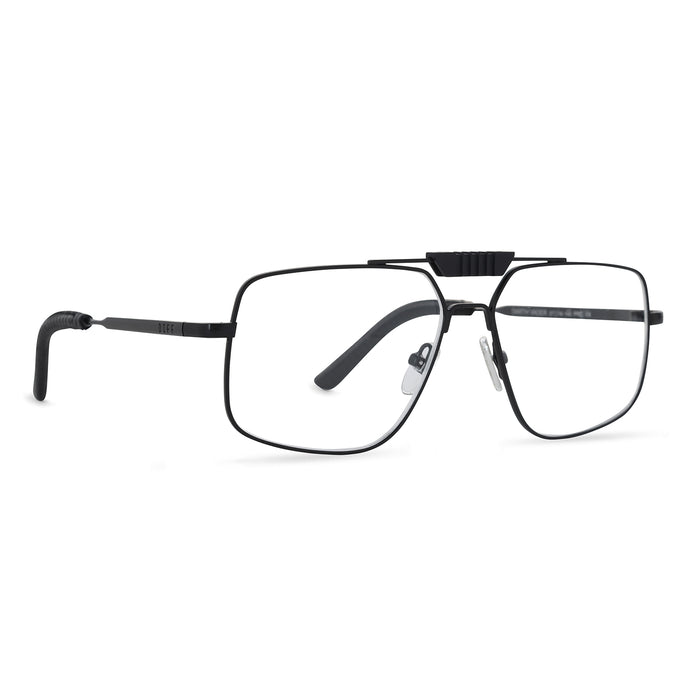 diff eyewear star wars darth varder aviator glasses with a matte black metal frame and prescription lenses angled view