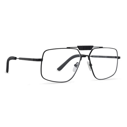 diff eyewear star wars darth varder aviator glasses with a matte black metal frame and prescription lenses angled view