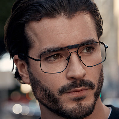 on model - male diff eyewear x star wars darth vader rx glasses with a matte black frame and prescription lenses