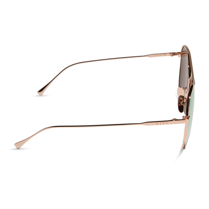 diff eyewear dash rose gold cherry blossom mirror polarized sunglasses detailed view