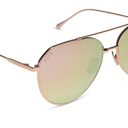 diff eyewear dash rose gold cherry blossom mirror polarized sunglasses side view