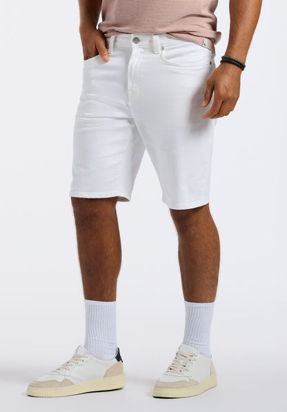 Buffalo Men Shorts White Denim Denim Shorts Stretch Relaxed Straight Fit Zip Fly