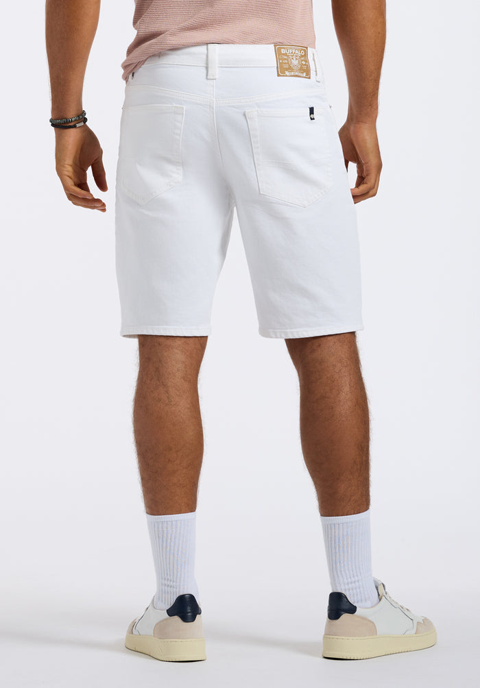 Buffalo Men Shorts White Denim Denim Shorts Stretch Relaxed Straight Fit Zip Fly