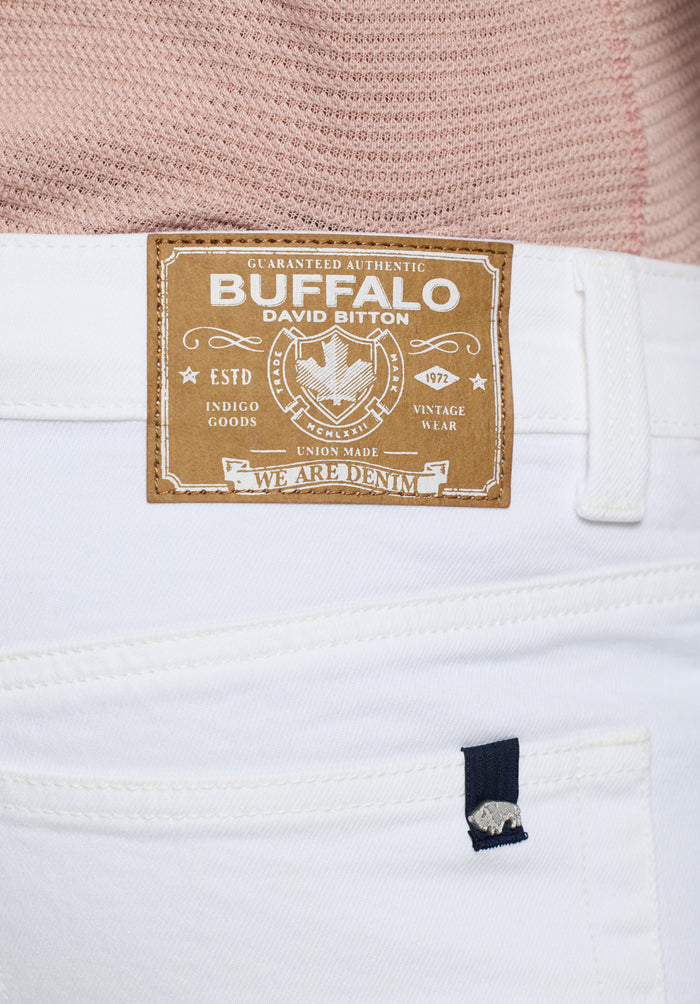 Buffalo Men Shorts White Denim Denim Shorts Stretch Relaxed Straight Fit Zip Fly