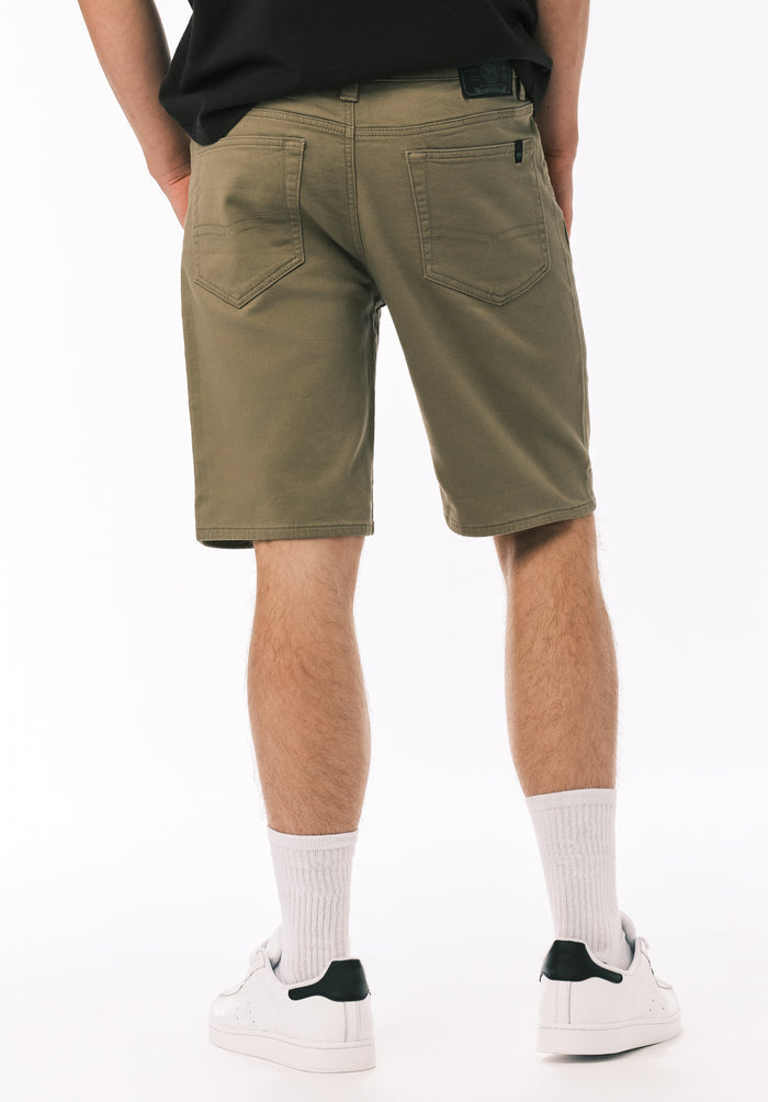 Buffalo Men Shorts Green Denim Denim Shorts Stretch Soft Cotton Relaxed Straight Fit