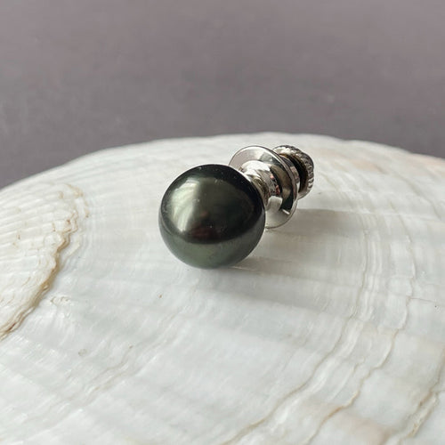 deep black Tahitian pearl tie tack / brooch