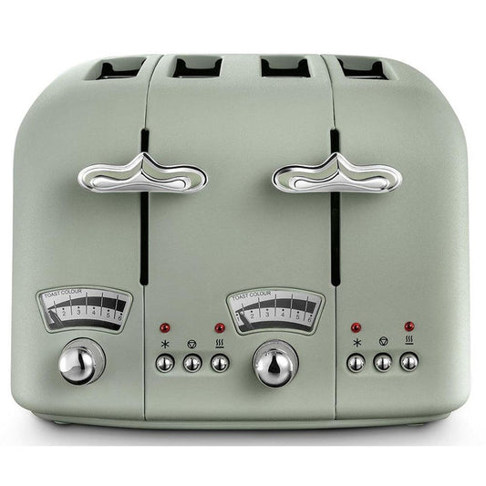 DeLonghi Argento Flora 1800W 4 Slice Toaster - Green | CT04.GR from DID Electrical - guaranteed Irish, guaranteed quality service. (6890772496572)