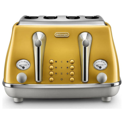 DeLonghi Icona 1800W 4 Slice Toaster - Yellow | CTOC4003.Y from DID Electrical - guaranteed Irish, guaranteed quality service. (6890804510908)