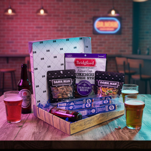 Deluxe Beef & Brews Snack Box – Gourmet Meat & Nut Gift for Beer Lovers