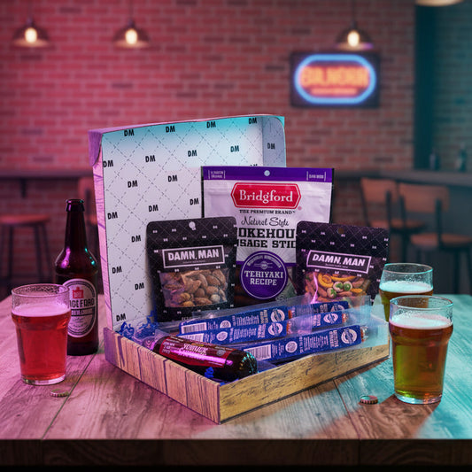 Deluxe Beef & Brews Snack Box – Gourmet Meat & Nut Gift for Beer Lovers
