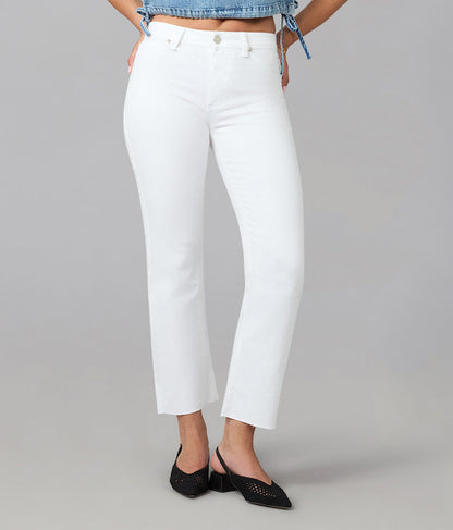 DENVER-WHT High Rise Straight Jeans