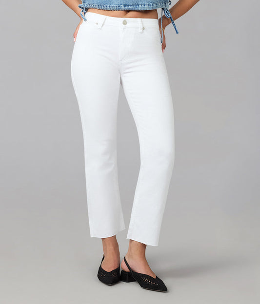 DENVER-WHT High Rise Straight Jeans