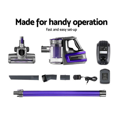 Devanti 150 Cordless Handheld Stick Vacuum Cleaner 2 Speed   Purple And Grey -Home Living Store - -