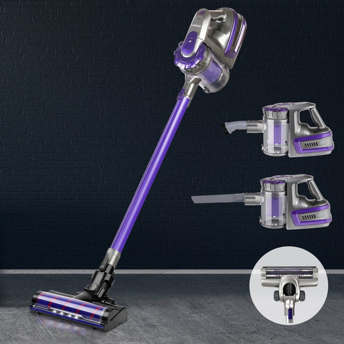 Devanti 150W Stick Handstick Handheld Cordless Vacuum Cleaner 2-Speed with Headlight Purple -Home Living Store - -