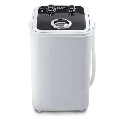 Devanti 4.6KG Mini Portable Washing Machine - Black -Home Living Store - -
