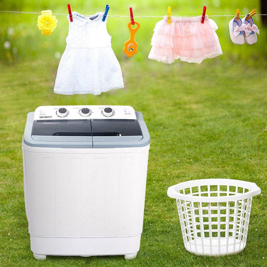 Devanti 5KG Mini Portable Washing Machine - White -Home Living Store - -