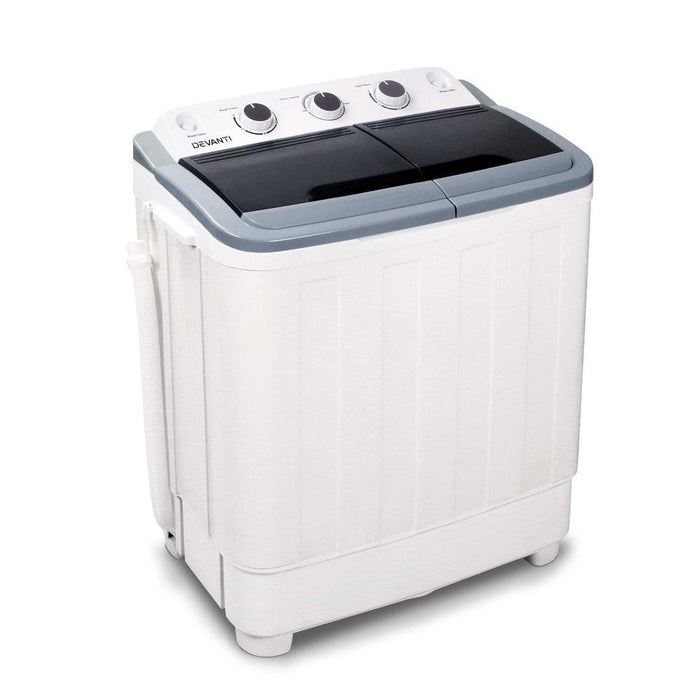 Devanti 5KG Mini Portable Washing Machine - White -Home Living Store - -