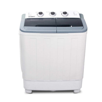 Devanti 5KG Mini Portable Washing Machine - White -Home Living Store - -